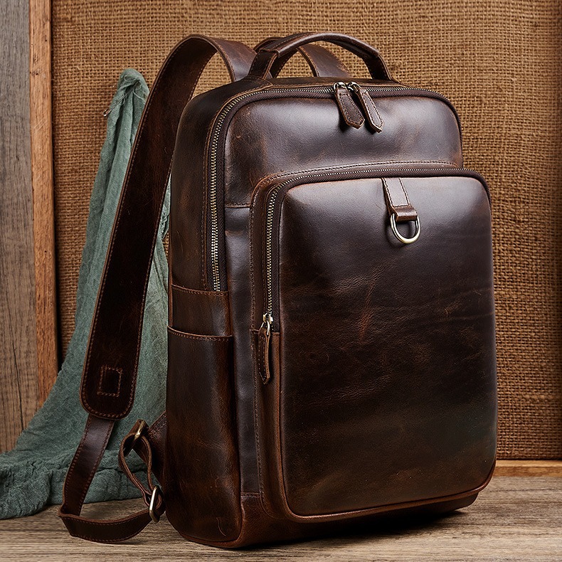 Leather Work Backpack - Męski plecak na laptopa z woskowanej
