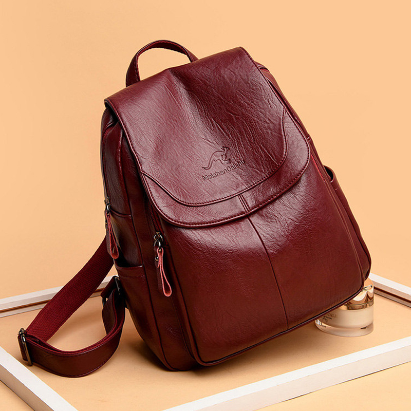 Leather Work Backpack - 9 kolorów kobiet miękkie skórzane plecaki