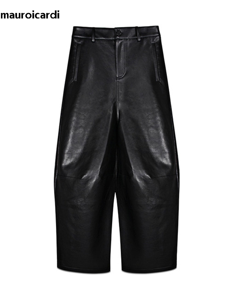 Leather Work Pants - Spodnie męskie Mauroicardi, wiosenno-jesienne, luźne, z