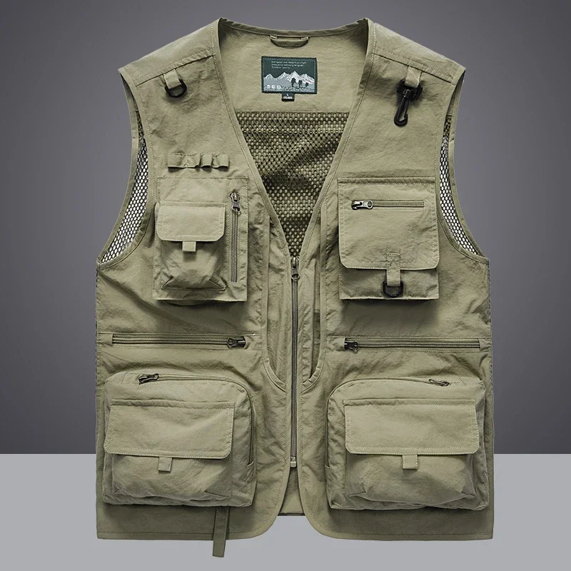 Leather Work Vest - Letnia męska kamizelka robocza, bezrękawnik, kamizelka