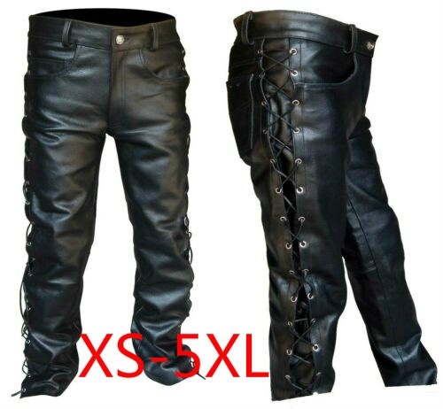 Leather Work Pants - Męskie spodnie średniowieczne gotyckie długie plus