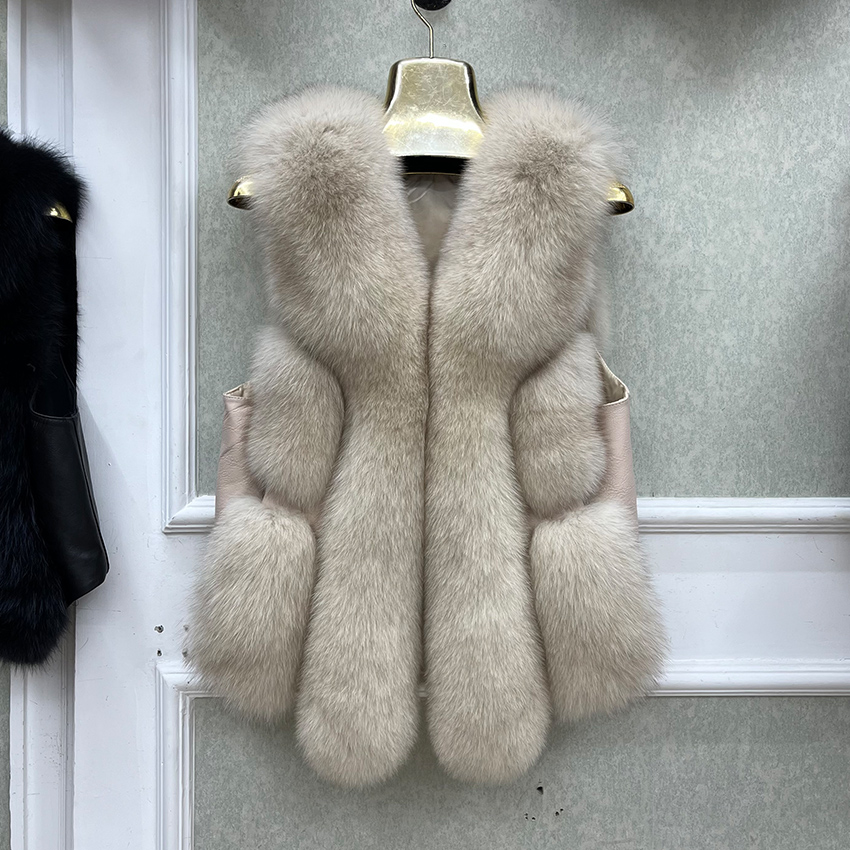 Leather Work Vest - Damska ciepła kurtka/płaszcz na jesień i