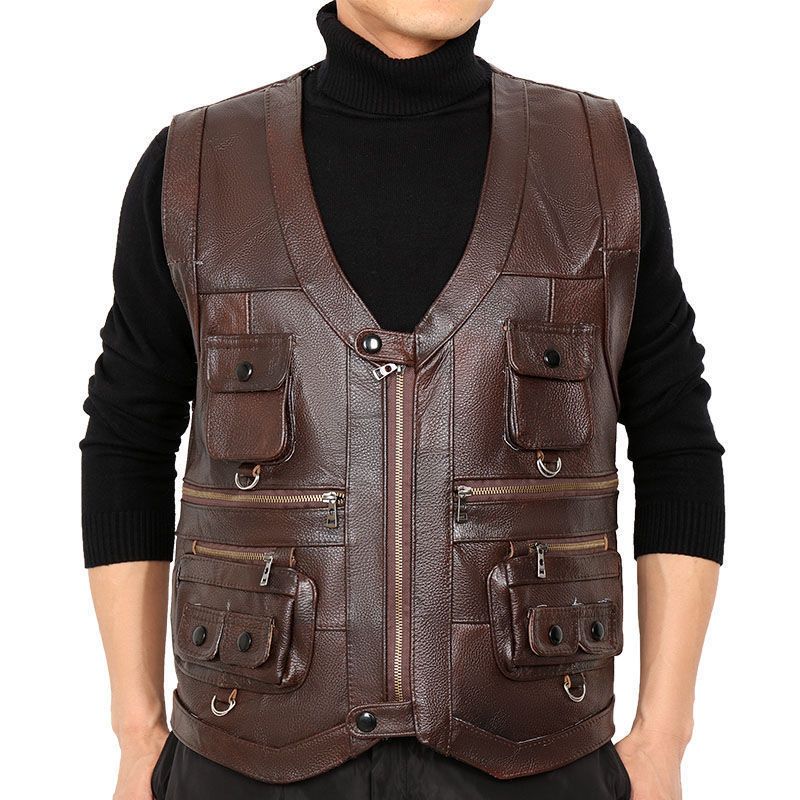 Kamizelka męska ze skóry natur – Leather Work Vest recenzja i cena
