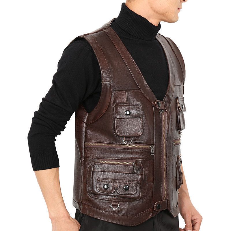 Kamizelka męska ze skóry natur – Leather Work Vest recenzja i cena