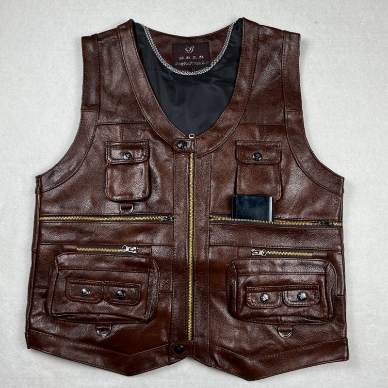 Kamizelka męska ze skóry natur – Leather Work Vest recenzja i cena