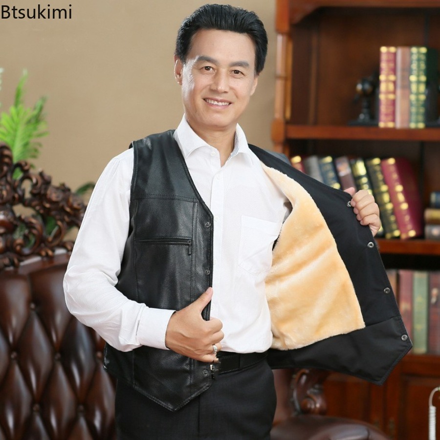 Jesienno-zimowa nowa męska skó – Leather Work Vest recenzja i cena