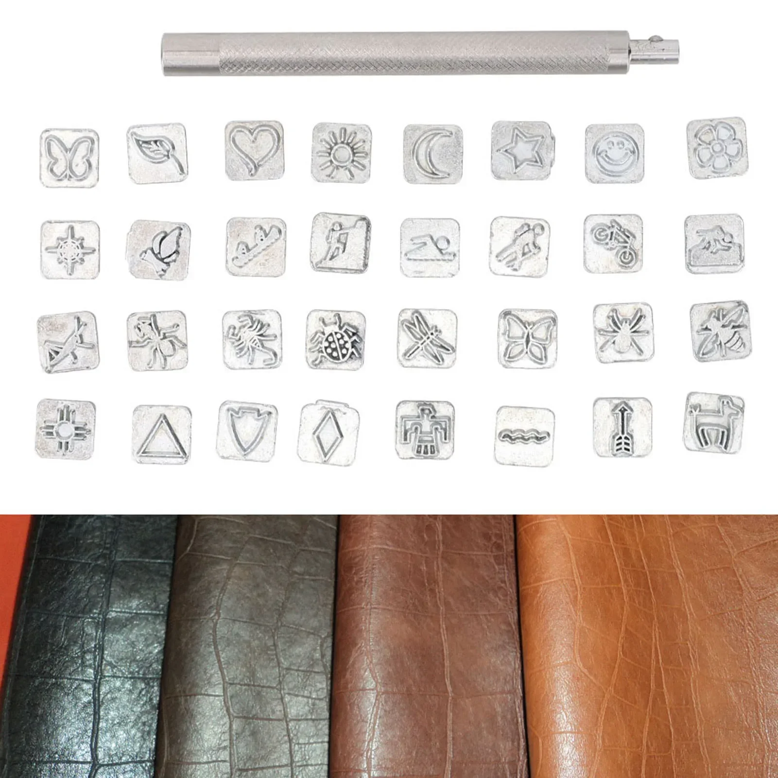 32 szt. Zestaw z roślinami i z – Leather Stamp Set recenzja i cena