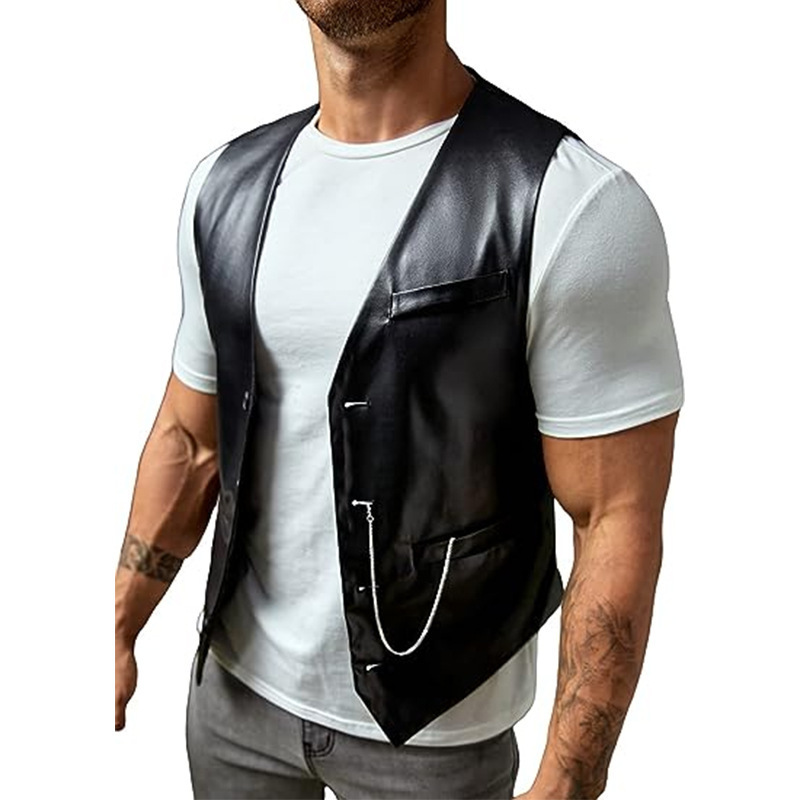 Nowa, prosta męska kamizelka z – Leather Work Vest recenzja i cena