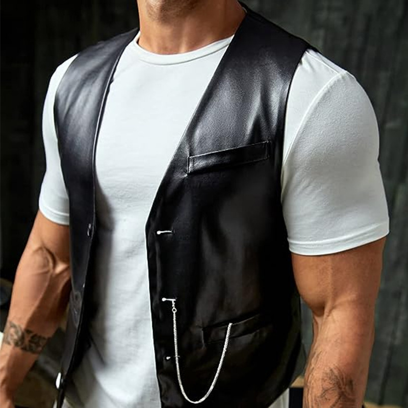 Nowa, prosta męska kamizelka z – Leather Work Vest recenzja i cena
