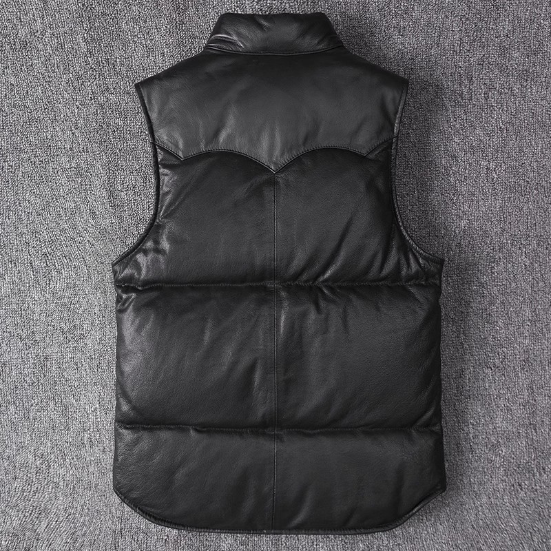 Męska kurtka skórzana slim fit – Leather Work Vest recenzja i cena