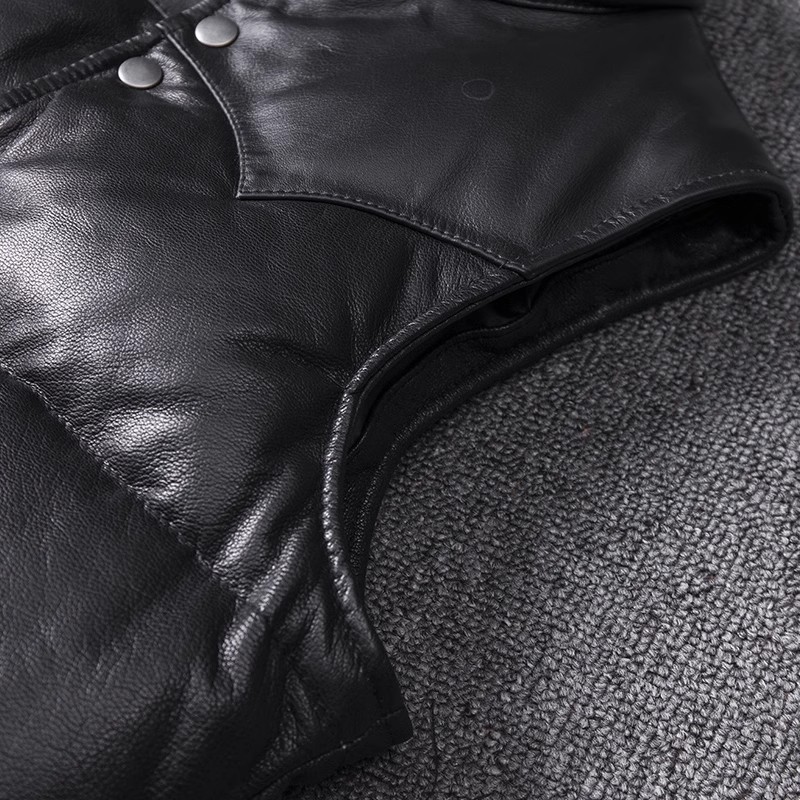 Męska kurtka skórzana slim fit – Leather Work Vest recenzja i cena